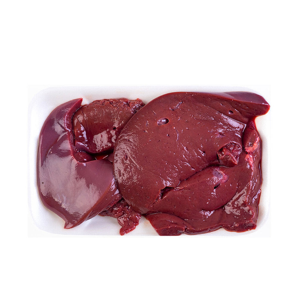 Beef liver slices in a tray