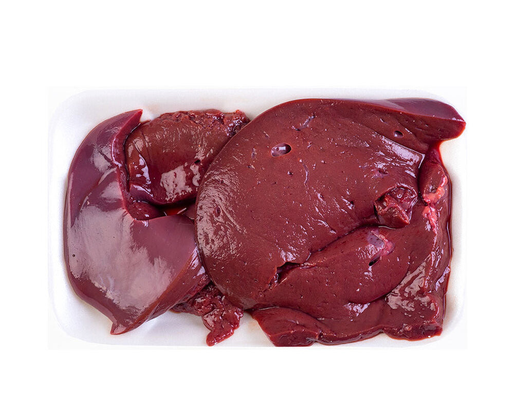 Beef liver slices in a tray
