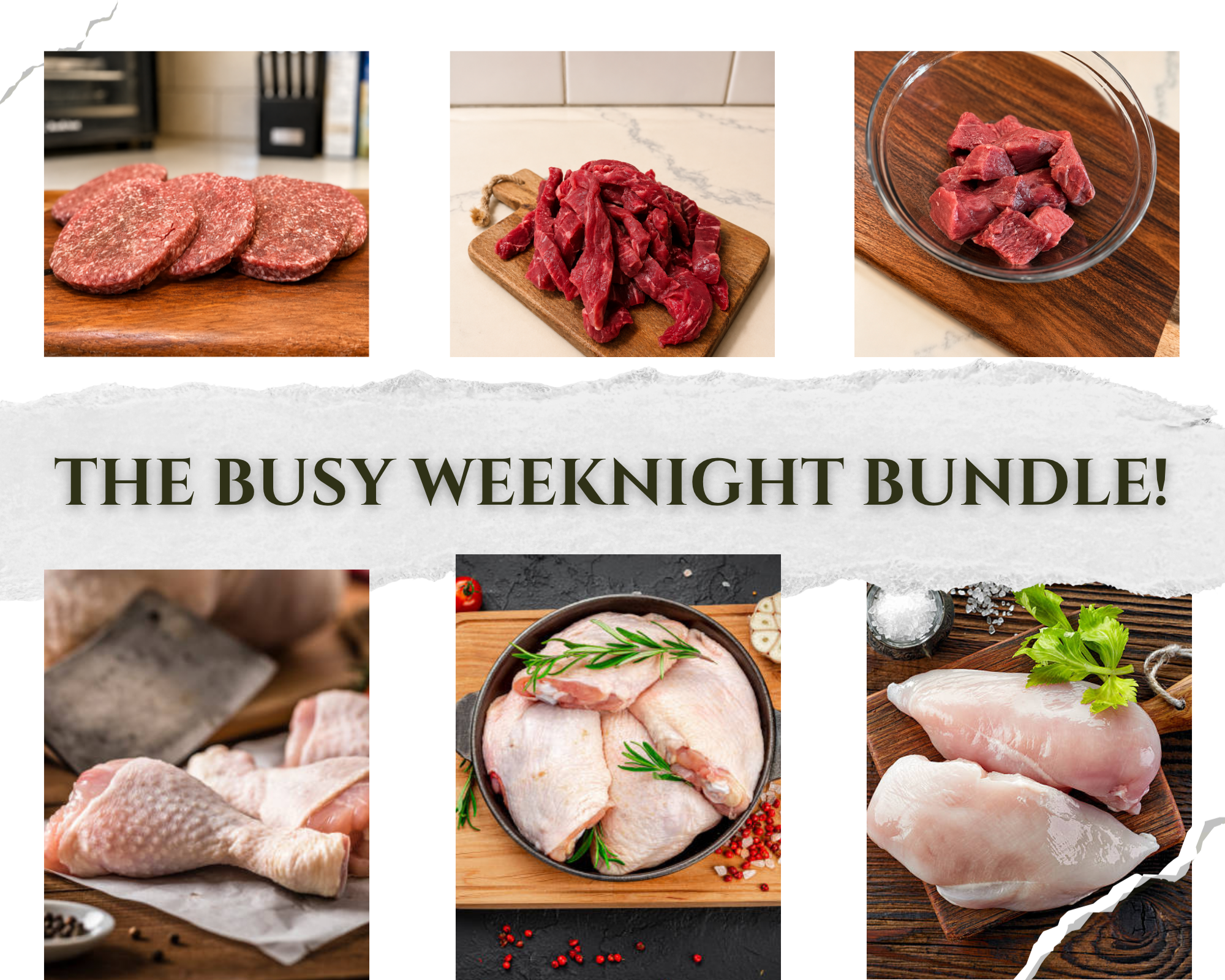 Assorted raw meat bundle with bacon and chicken pieces on wooden boards